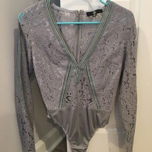 Missguided Grey lace bodysuit